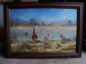 CATTLE DRIVE OIL PAINTING