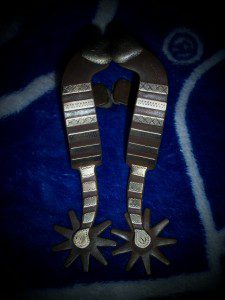DOUBLE MOUNTED CROCKETT SPURS.