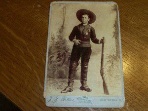 CABINET CARD PHOTO COWBOY SPURS CHAPS WINCHESTER RIFLE