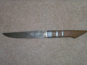 INDIAN PEWTER INLAID KNIFE
