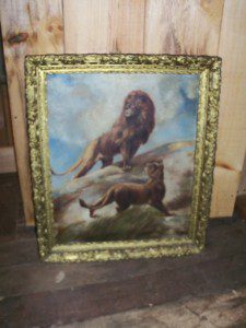 ANTIQUE LION PAINTING