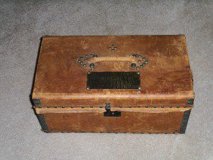 CALAMITY JANE LEATHER COVERED TRUNK