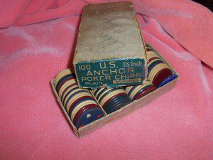 ANTIQUE POKER CHIPS.