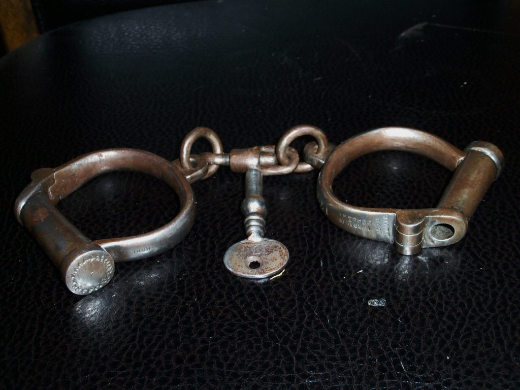 1800’s HANDCUFFS. S&H Civil War Antiques