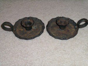 1800's iron candle holders.