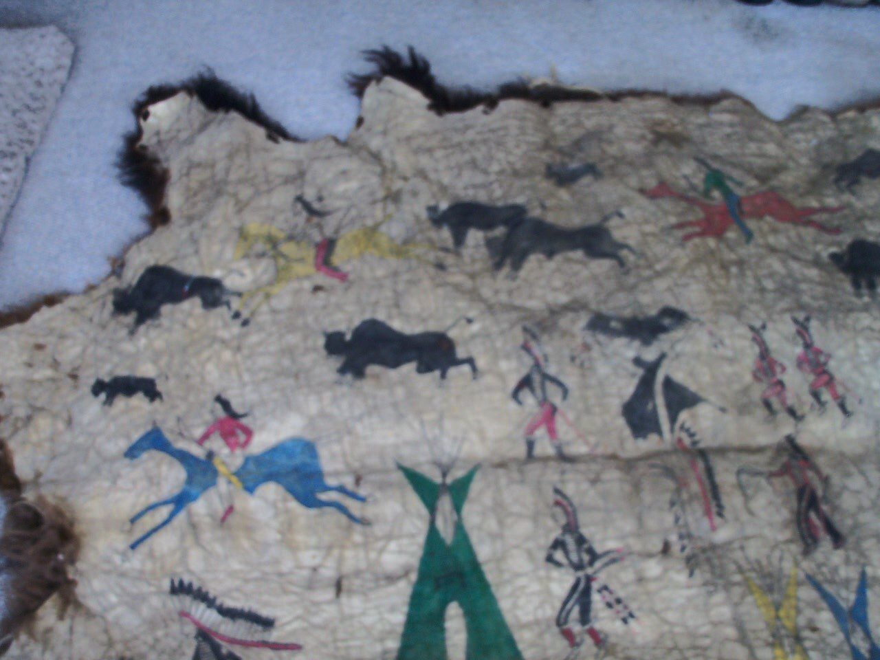 1890’s PICTORIAL BUFFALO ROBE. | S&H Civil War Antiques