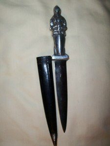 Rosco figural knight aluminum handle Dagger.