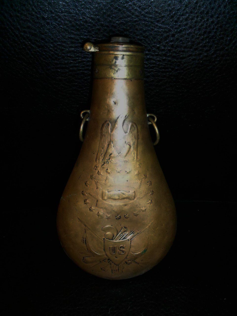Vintage Brass US Civil War Black Powder Peace Flask. Siz…