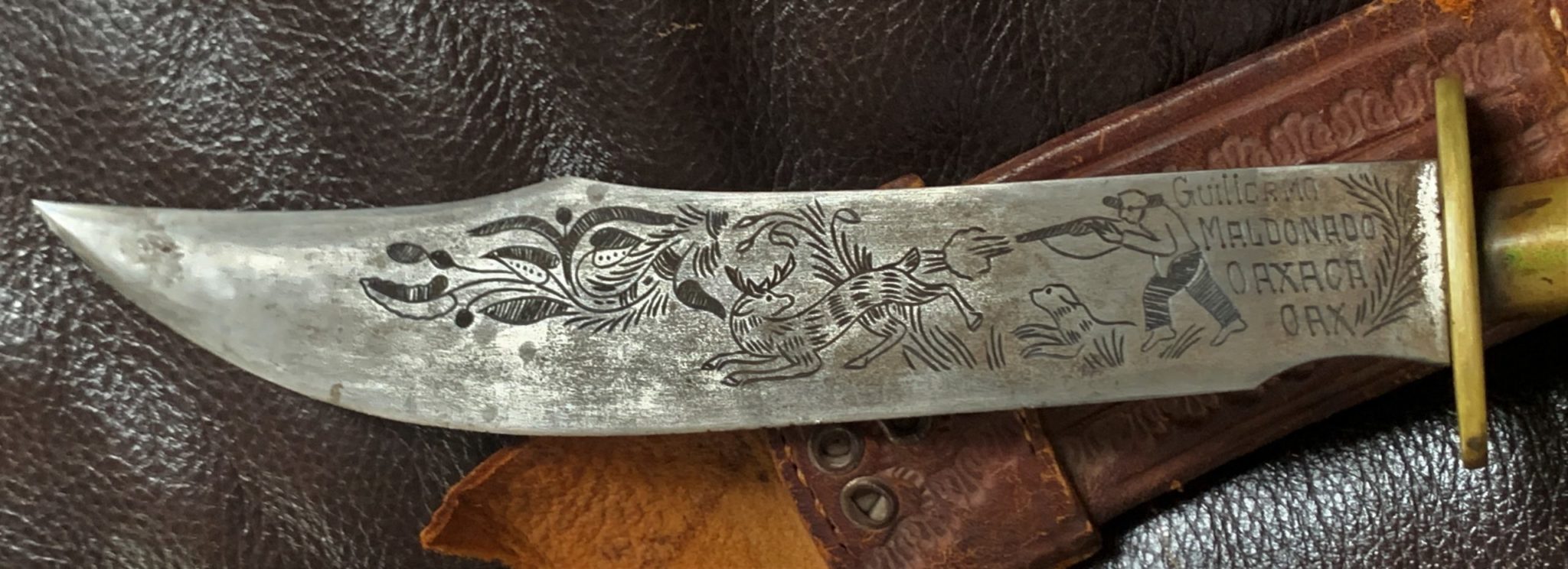 Antique Bowie Knife Etched Mexican Made Knife With Poems on Blade D Shaped  Handle Vintage Oaxaca Mexico Souvenir -  Norway